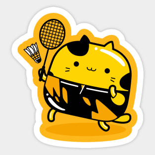 yellow cat badminton player profession Sticker